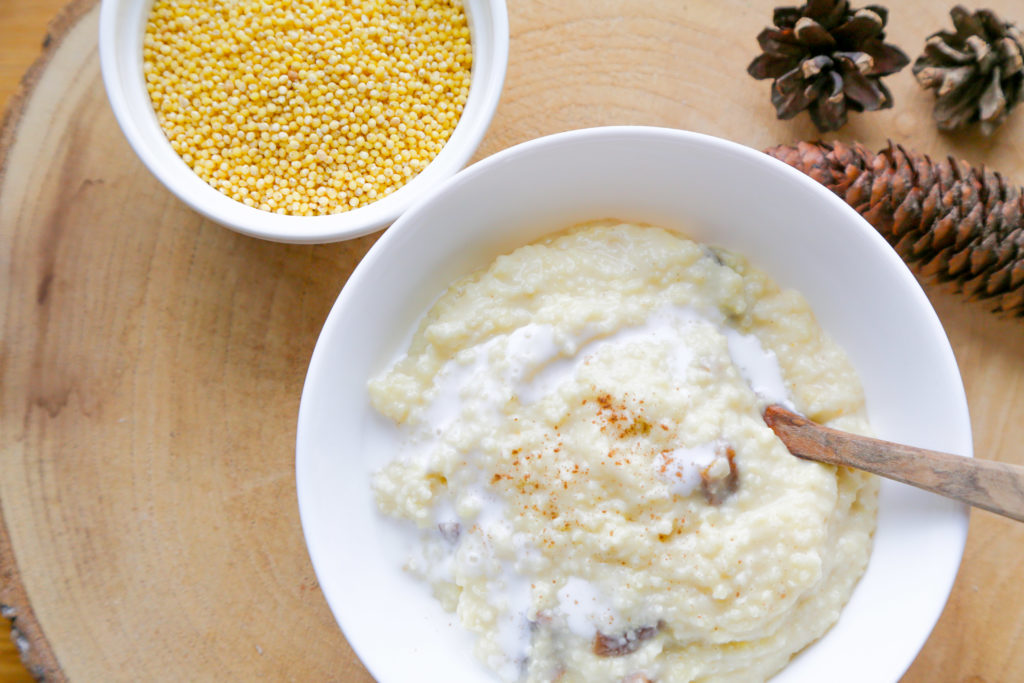 Porridge de millet, lait de coco et abricots secs